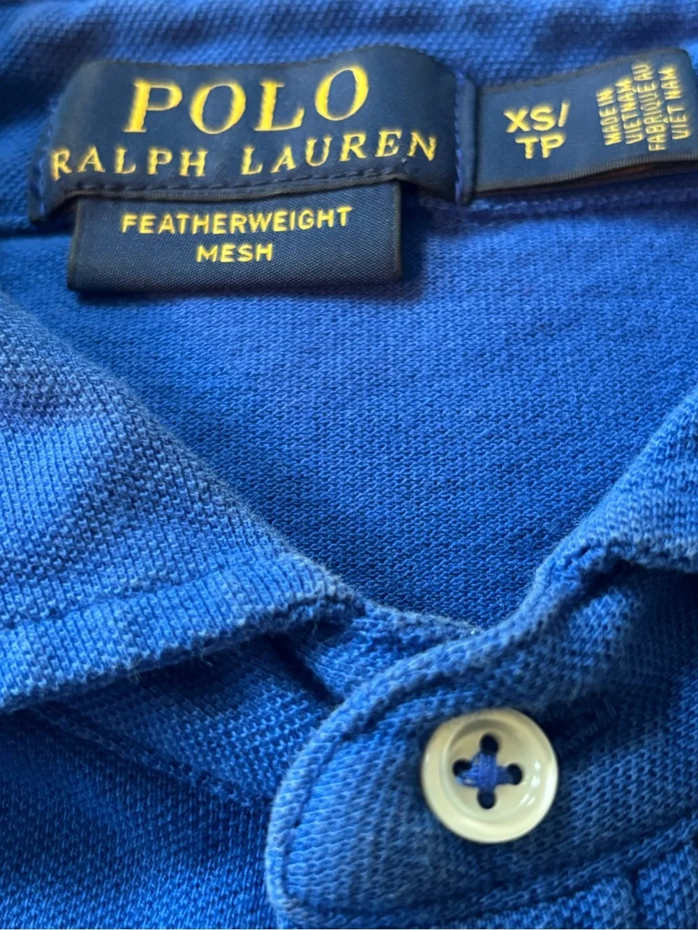 Polo by Ralph Lauren Mens Long-Sleeve Royal Blue Featherweight Mesh Chest Pocket